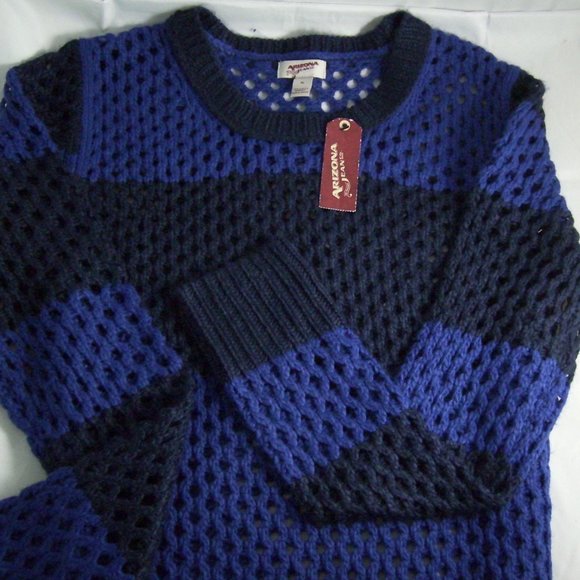 Arizona Jean Co. Mesh-Stitch Clematis/Navy Sweater - Picture 4 of 6